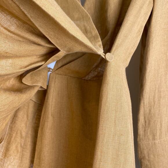 Nanushka Esma Linen Mini Dress Size XS Camel Long Sleeve Quiet Luxury Neutral - Picture 11 of 13